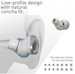 Technics EAH-AZ80E-S Wireless Noise Cancelling Earbuds, Multipoint Bluetooth, Comfortable In-Ear Earbuds with Integrated Microphone, Adjustable Fit, Up to 7 Hours Playback, Silver